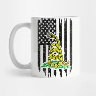 Distressed Flag & Don't Tread On Me Black Mug